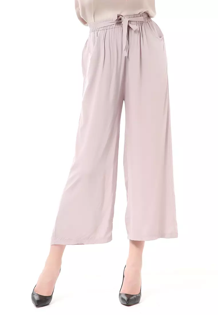 Stella Celana Panjang Casual Wanita Kulot Loose Pants Homewear Material Rayon ORIGINAL - Gray