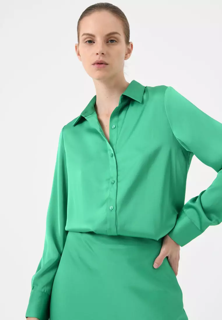 FORCAST Coco Loose Fit Satin Blouse
