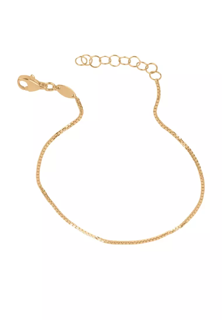  Bold Box Chain Bracelet 14k Gold 