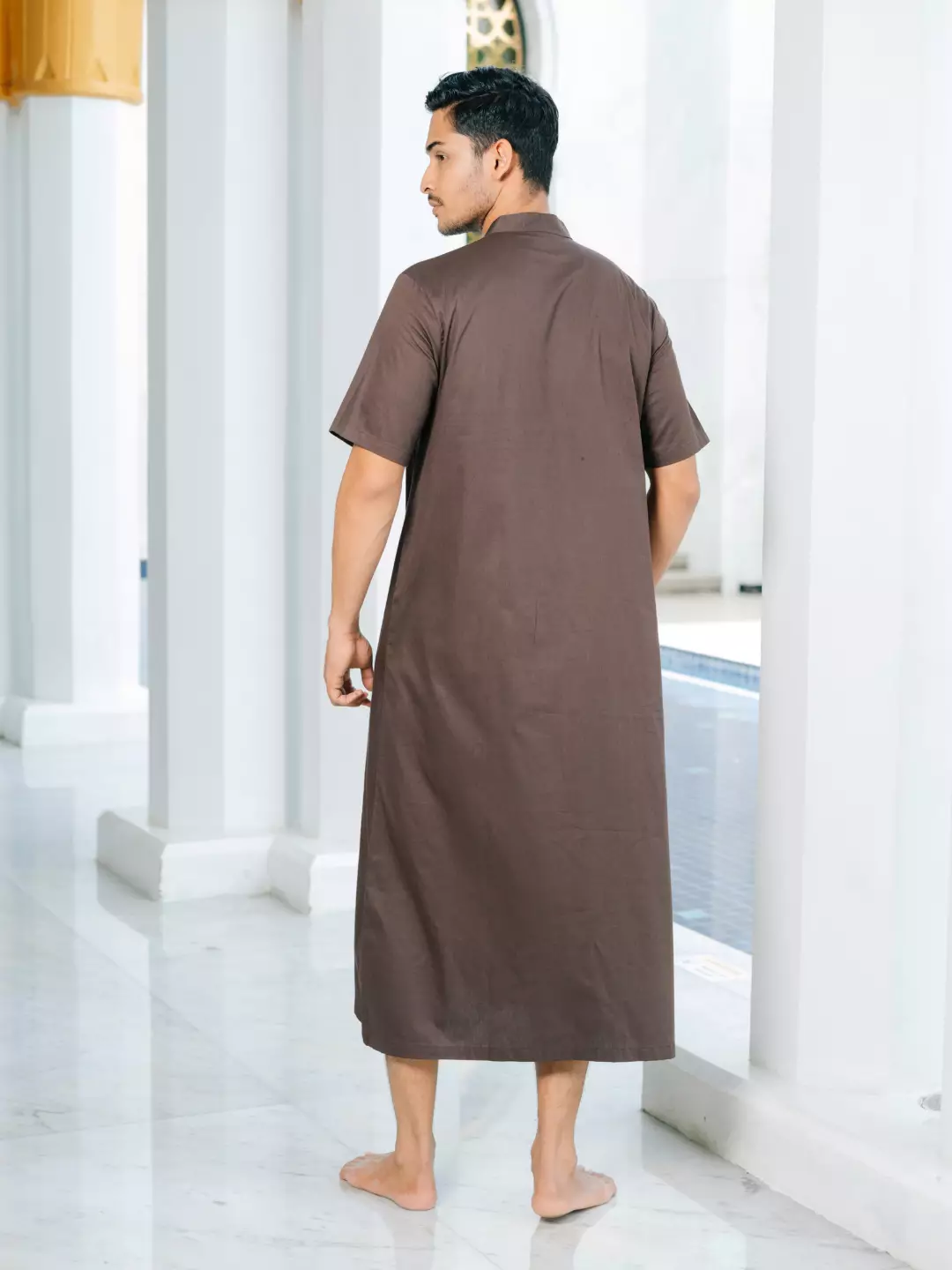 Adyatma Baju Koko Jubah Gamis Pria COTTON COMBED TWILL Mahogany Regular Fit Baju Muslim Pria Lengan Pendek