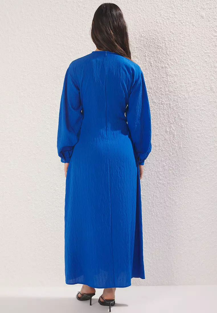 Saxon Front Tie Woven Dress TCTSS24EB00131