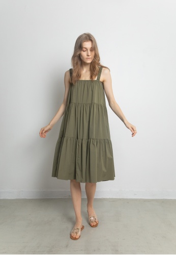 TAV [Korean Designer Brand] Gathered band Simple Dress - Khaki 2023 | Buy  TAV Online | ZALORA Hong Kong