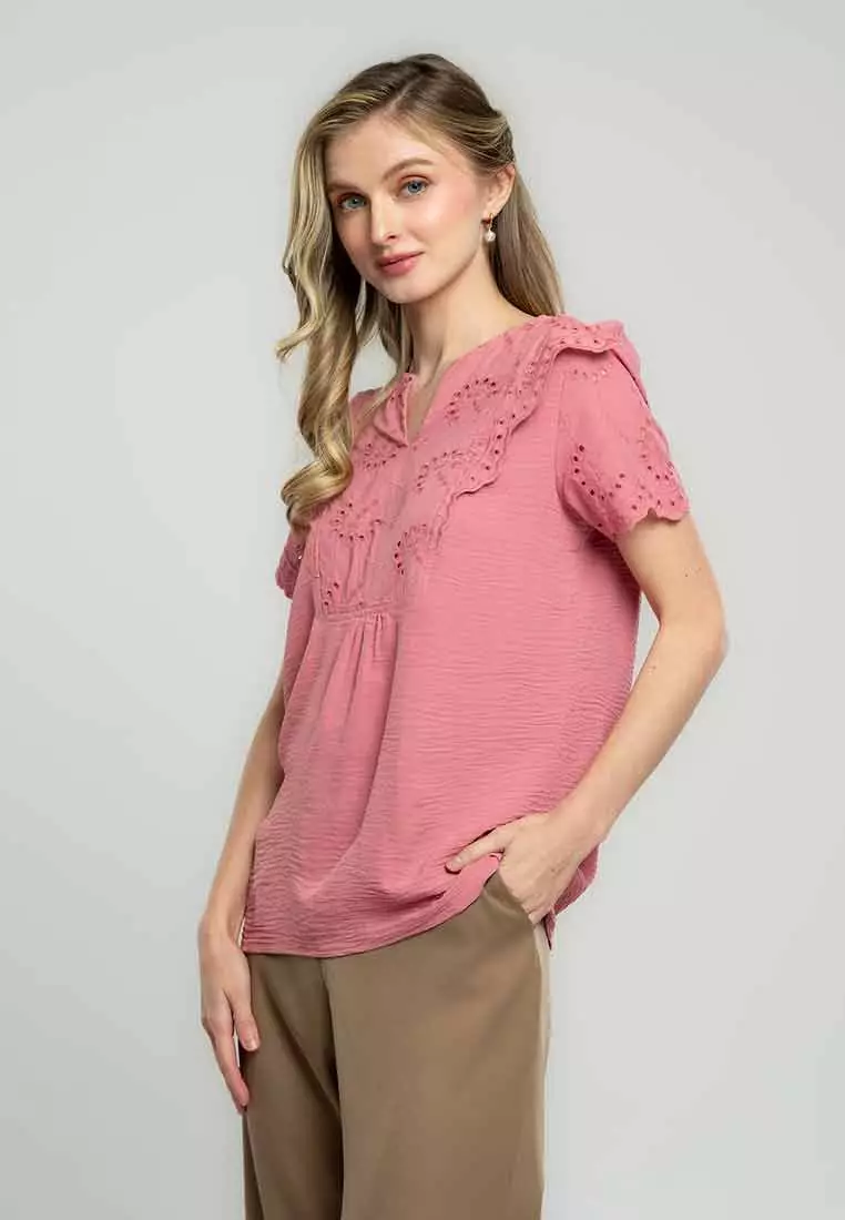 Imani Eyelet Embroidered Linen Blouse