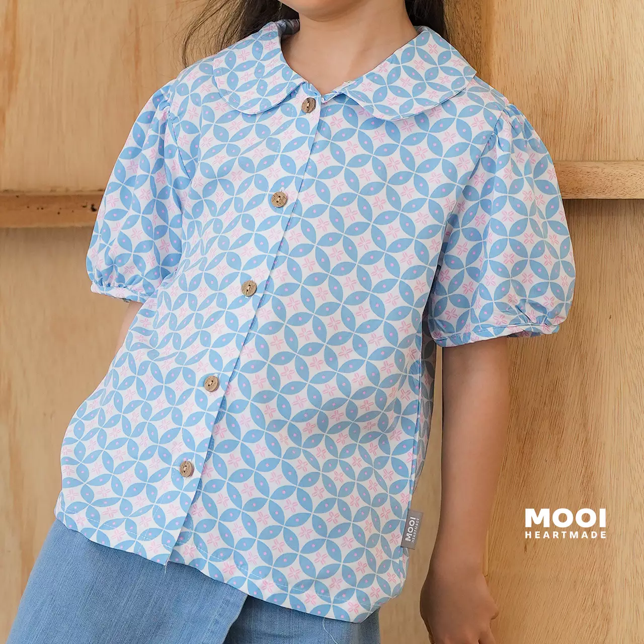Mooi Atasan Batik Anak Perempuan Naraya Batik Top - Sky Blue