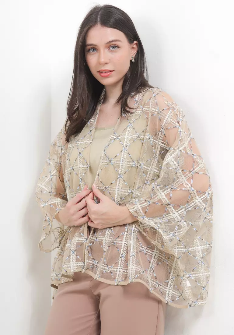 Metallic Geometrical Tulle Outer