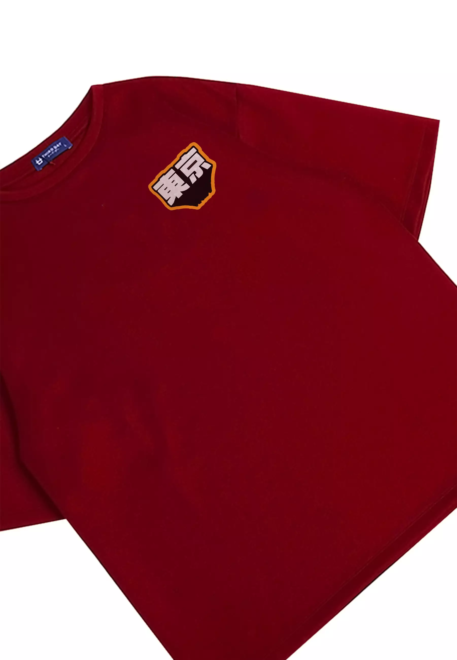 MTQ32 t shirt oversize pakaian oversized pria distro tulisan jepang tokyo flat dakir maroon