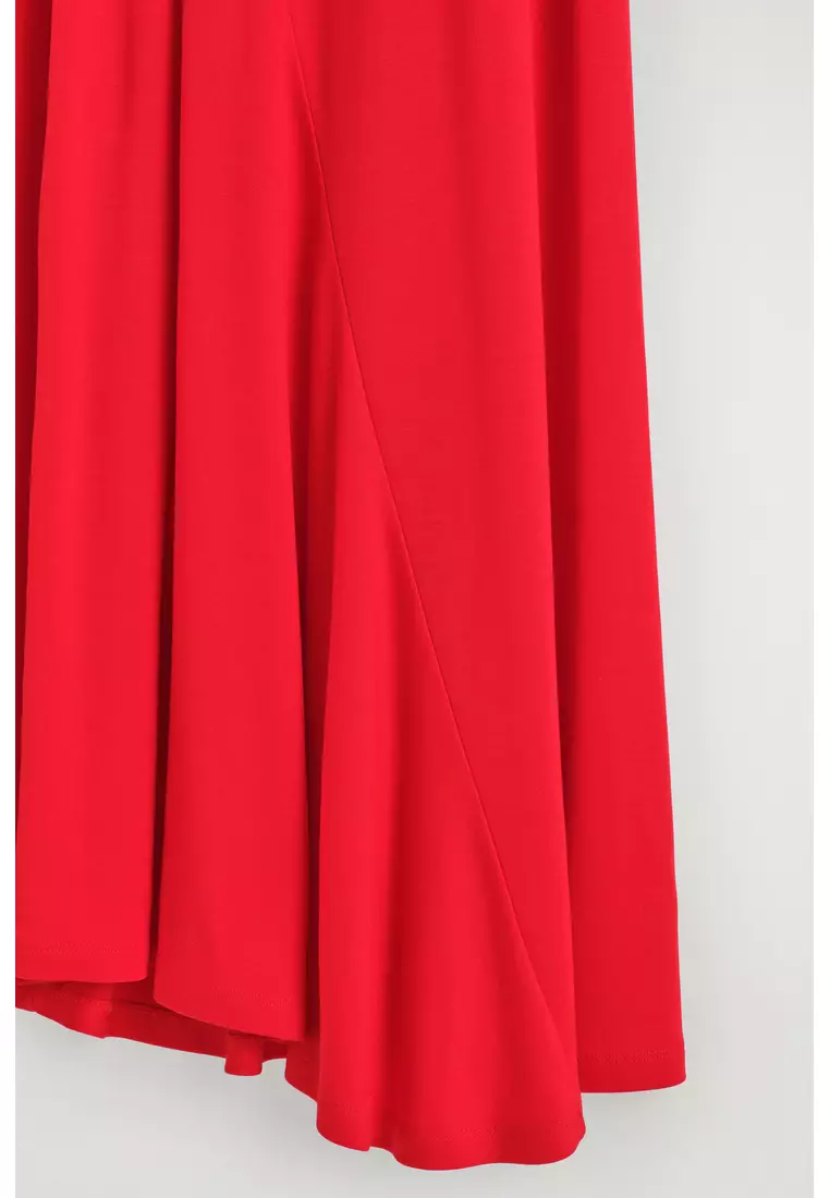 ASYMMETRIC JERSEY MIDI DRESS