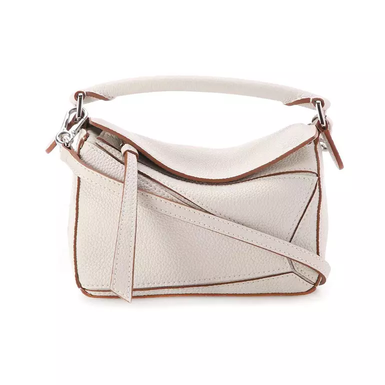 Mini Puzzle Bag in Soft Grained Calfskin Soft White