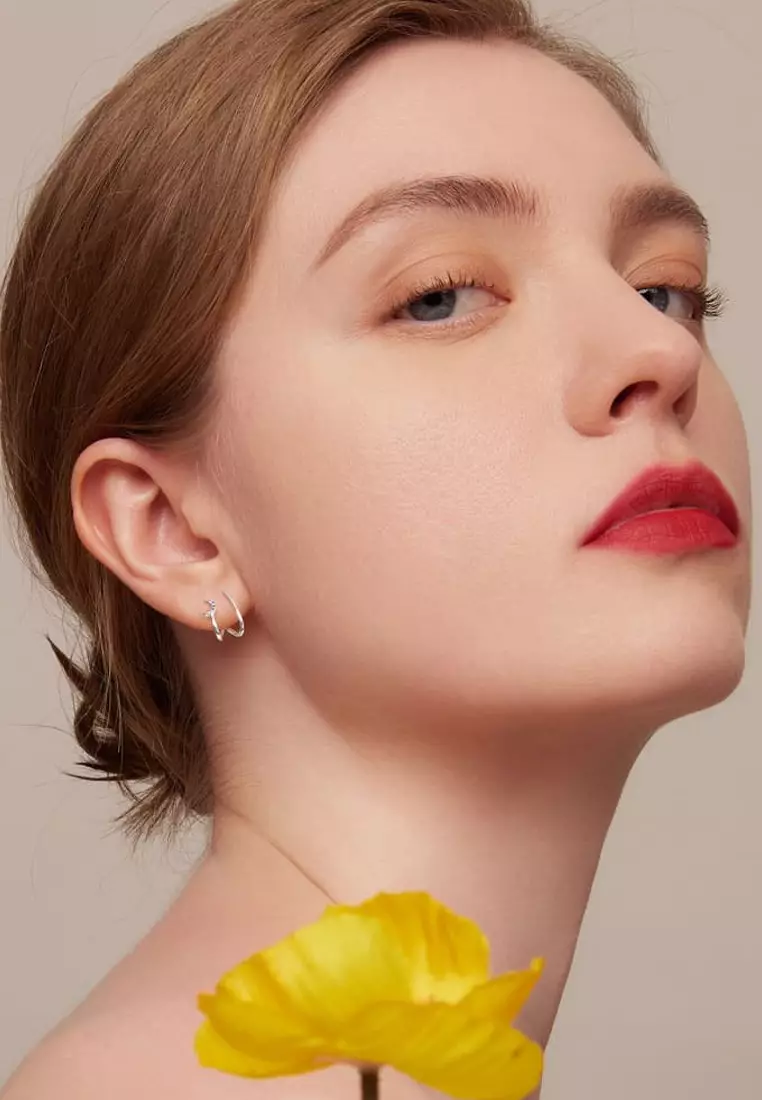 Solid Silver Moon Star Earrings