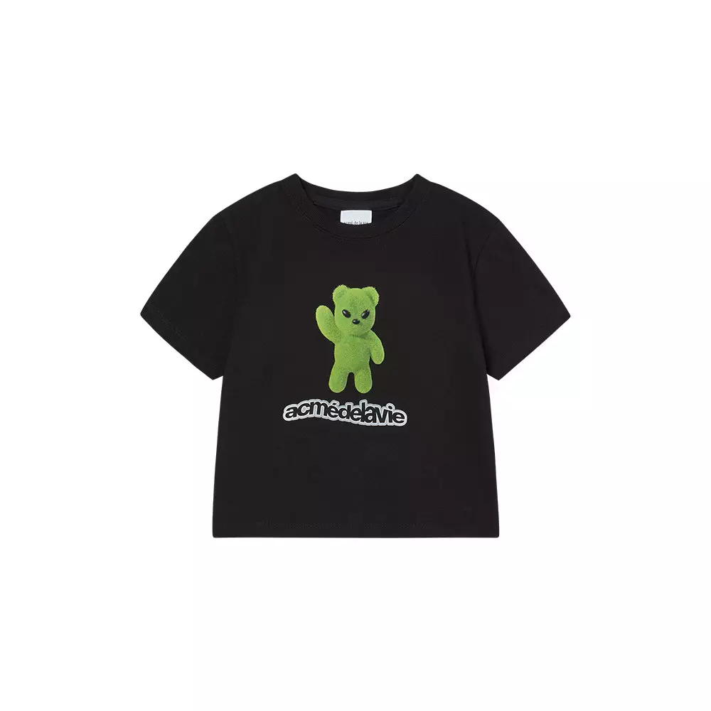 ALIEN BEAR CROP SHORT SLEEVE T-SHIRT BLACK