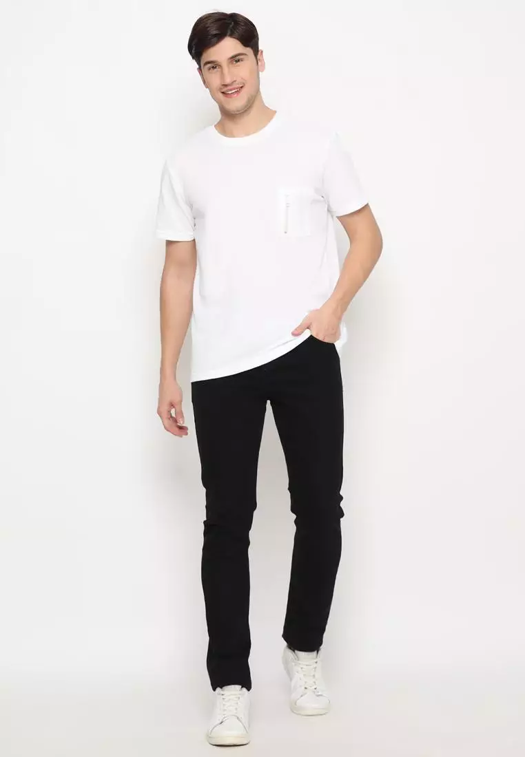 MATSUDA Kaos Polos 24S Texture Honeycomb T Shirt Saku Zipper Koka