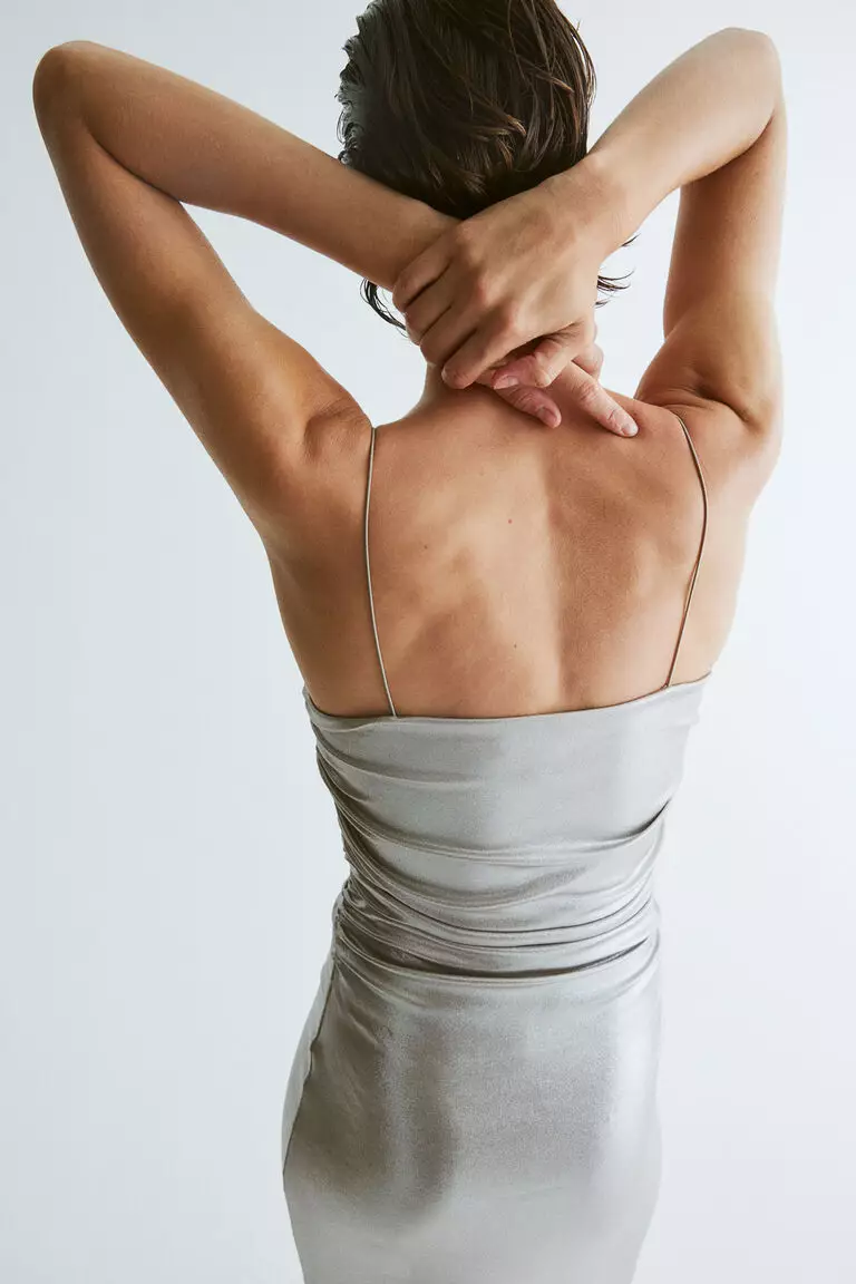 Shimmering metallic jersey dress