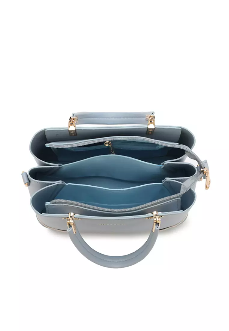 Women's Floral Detail Top Handle Bag / Sling Bag / Crossbody Bag (手拿袋 / 斜孭袋) - 藍色