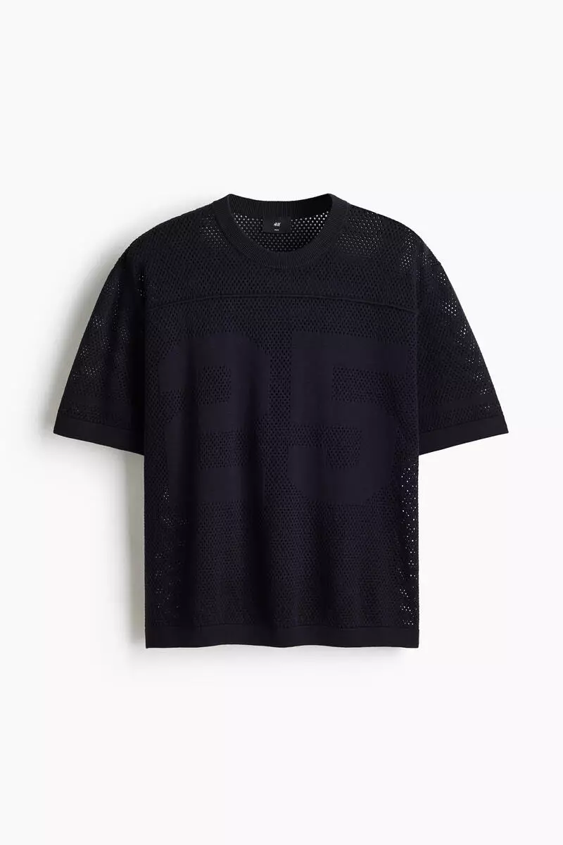 Relaxed Fit Boxy hole-knit T-shirt