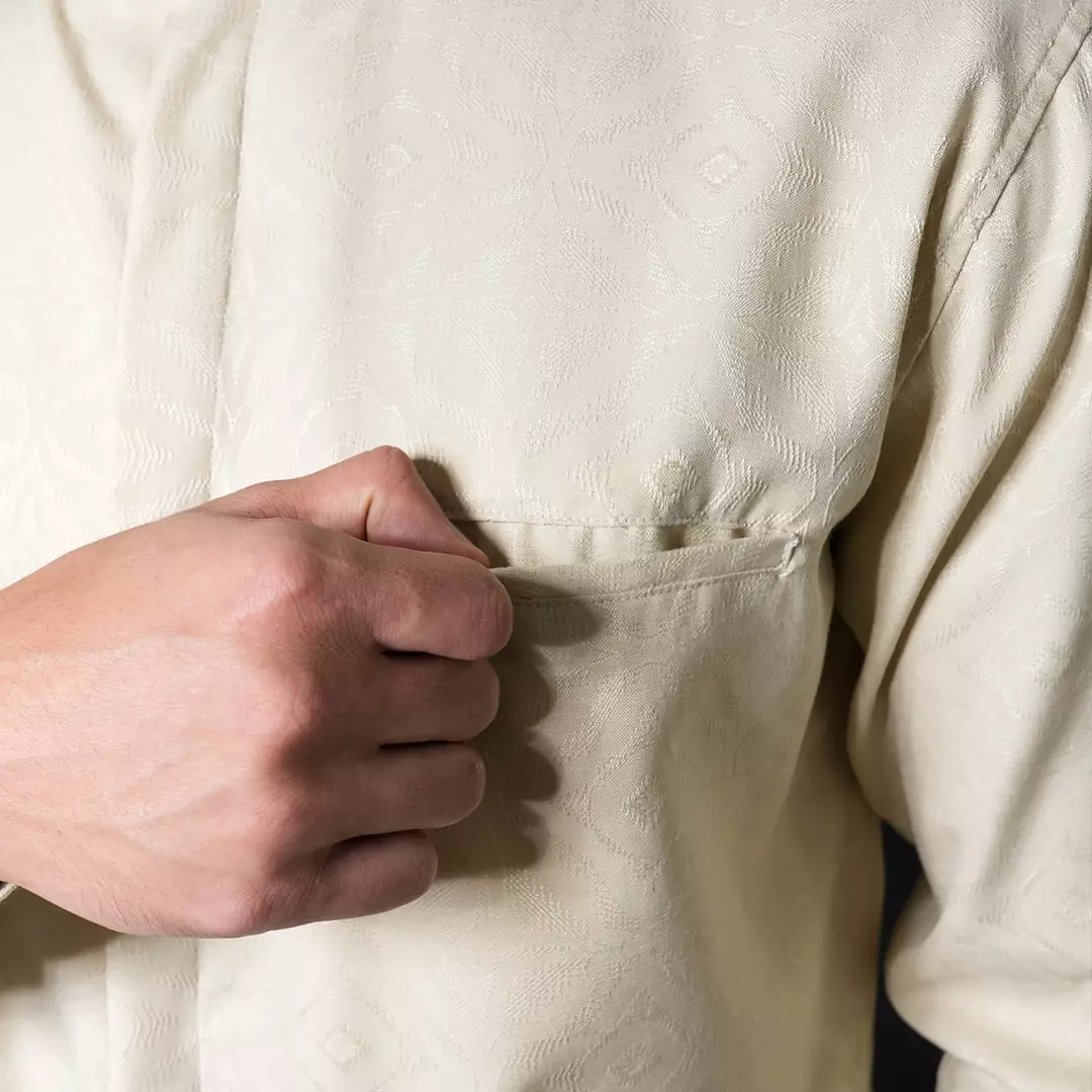 Casella Baju Koko Pria Lengan Panjang Motif Elegan | Baju Koko Yusuf 9996 Beige