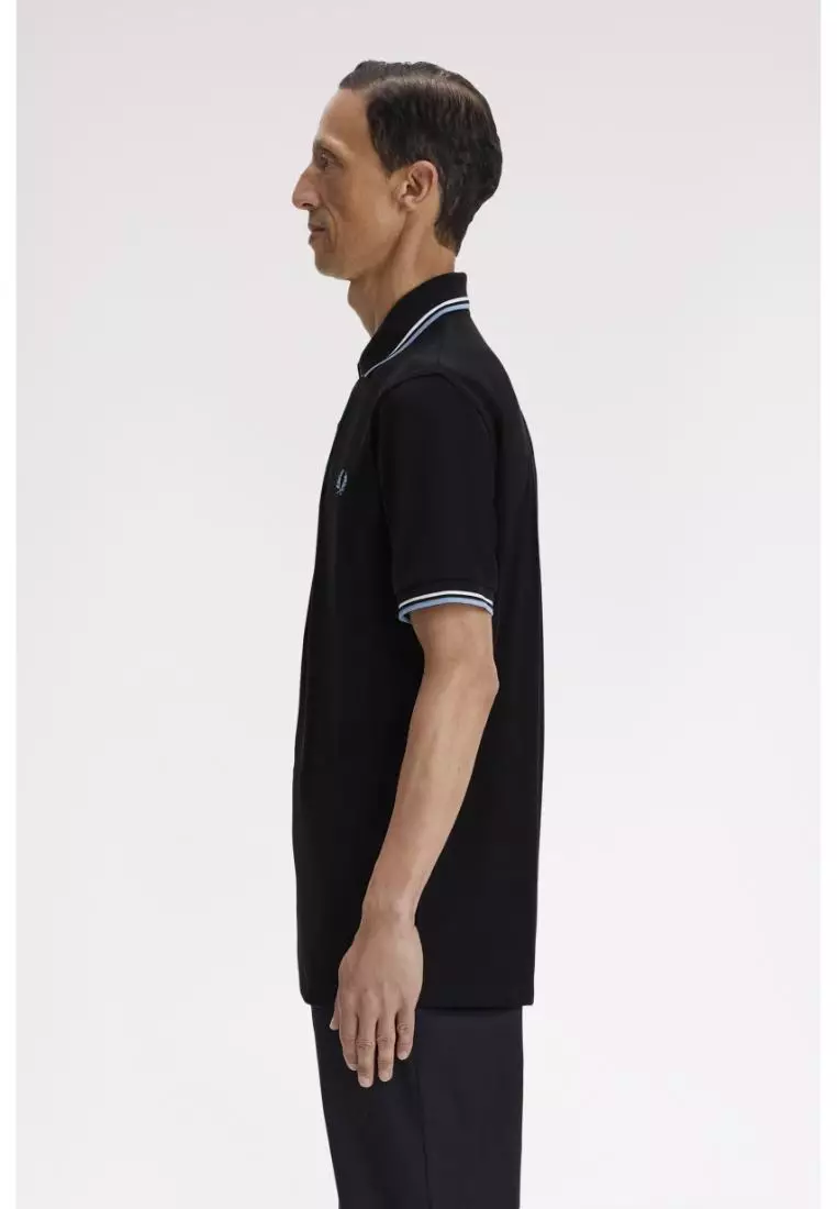 Fred Perry M12 Twin Tipped Fred Perry Shirt (Black / White / Sky)
