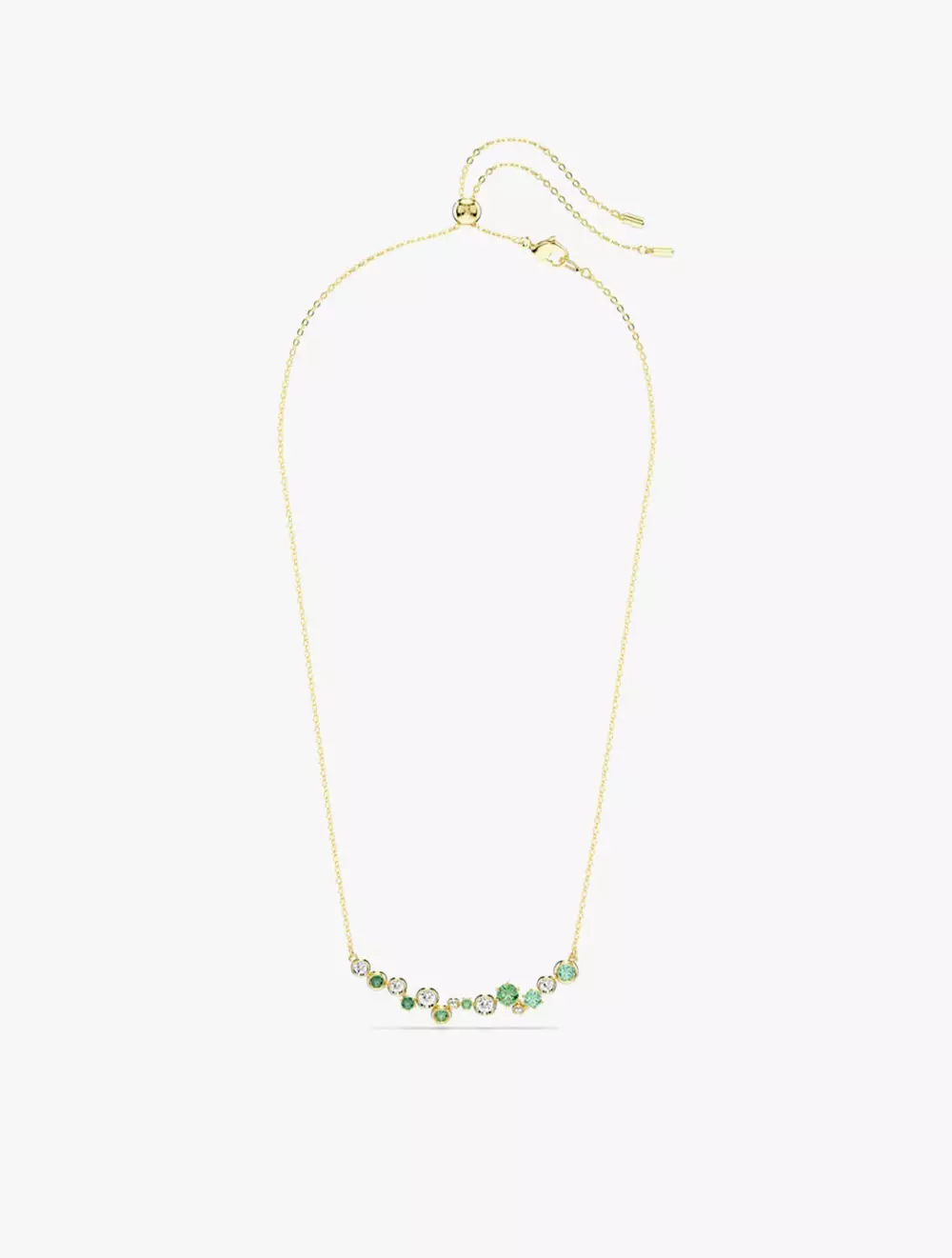Constella necklace, Mixed cuts, Green, Gold-tone plated