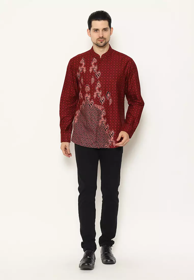My Aksa Batik Pria Kemeja Koko Panjang Furing Axton Alma