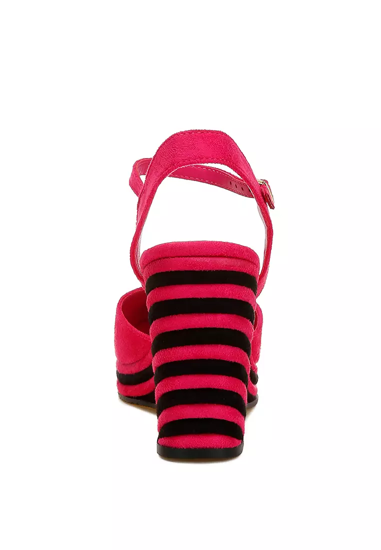 Dual Tone Wedge Sandals in Pink