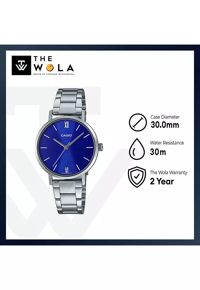 Women Analog Watch LTP-VT02D-2A Silver Stainless Steel Strap