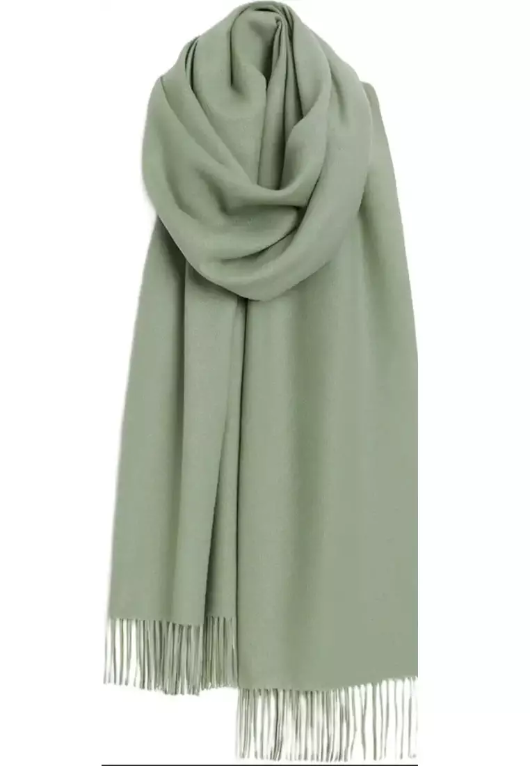 Aksesoris Wanita Pure 100% Virgin Wool Cashmere Shawl Syal Wanita Kasmir Pistachio Green