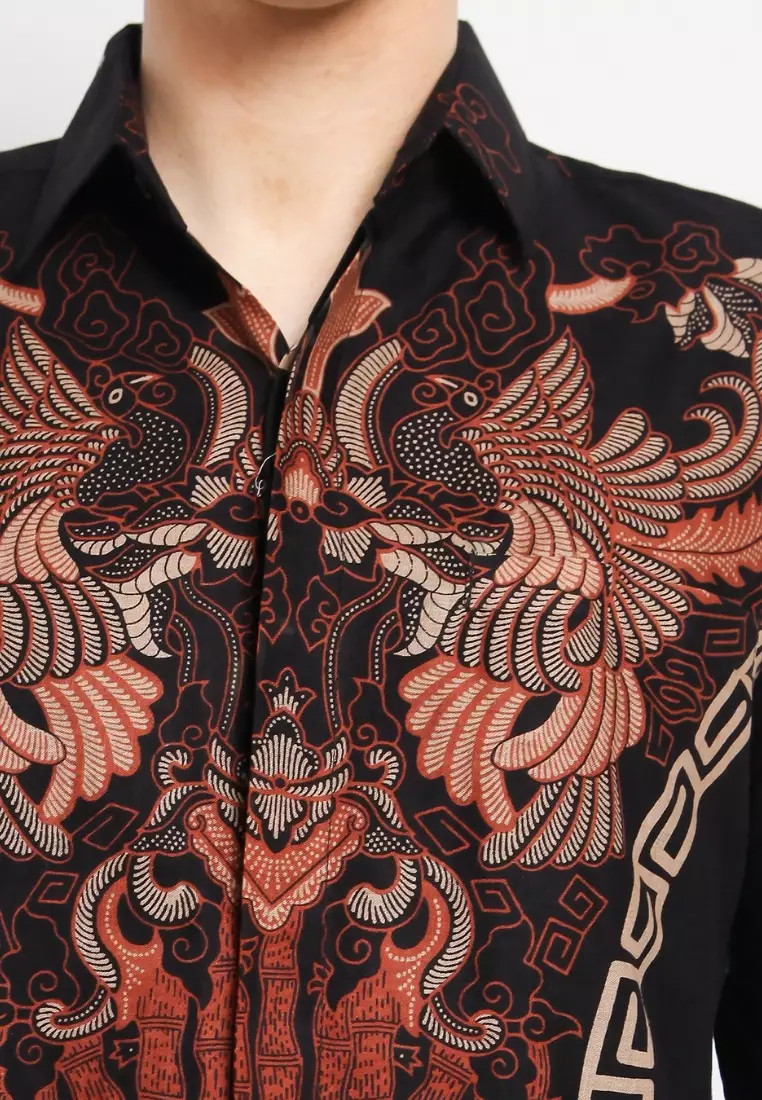 Black Mega Kemeja Batik Pria Premium Slimfit Modern Lengan Panjang