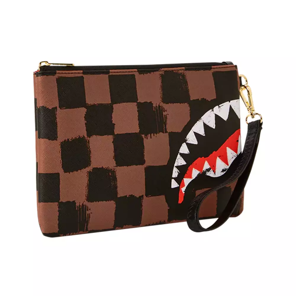 Jual Sprayground Sprayground Shark in Paris Painted Clutch Bag Brown ...