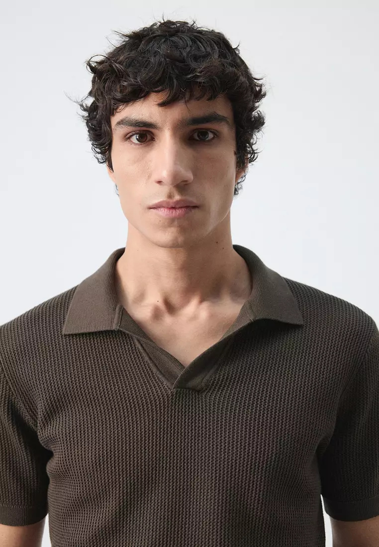 100% Cotton Knitted Structure Polo Shirt