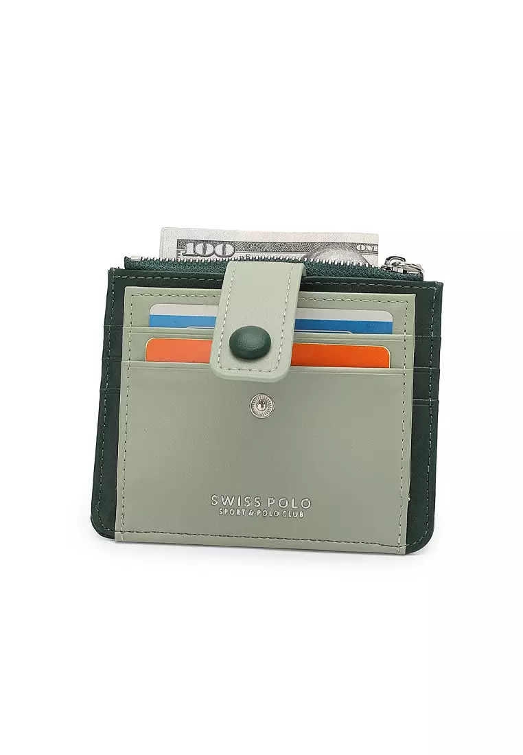 Women's Card Holder With Coin Compartment - Green