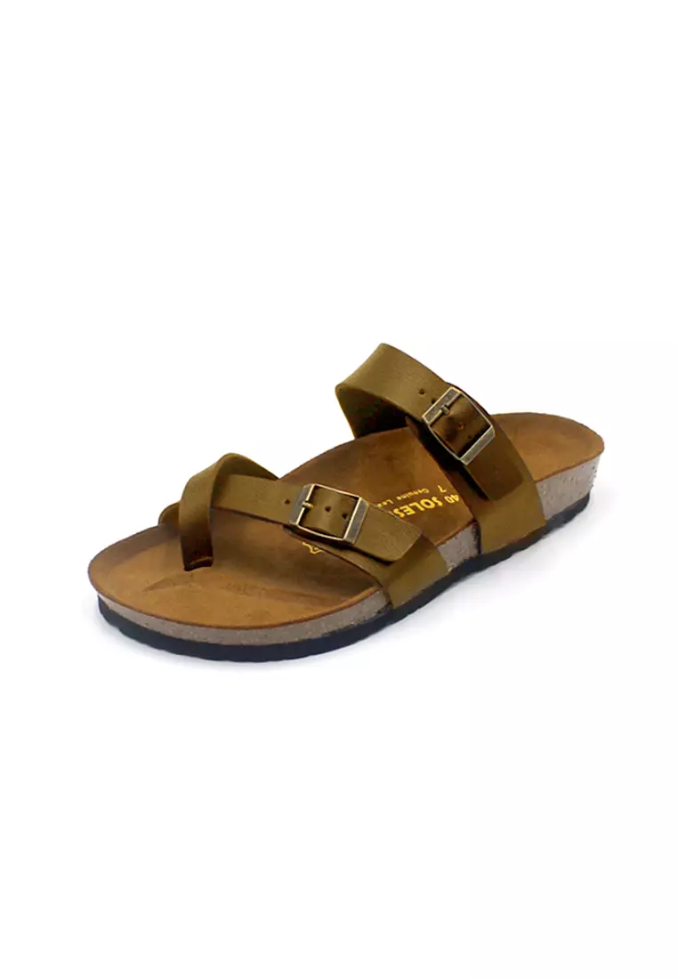 Buy SoleSimple Dublin Camel Leather Sandals & Flip Flops Online