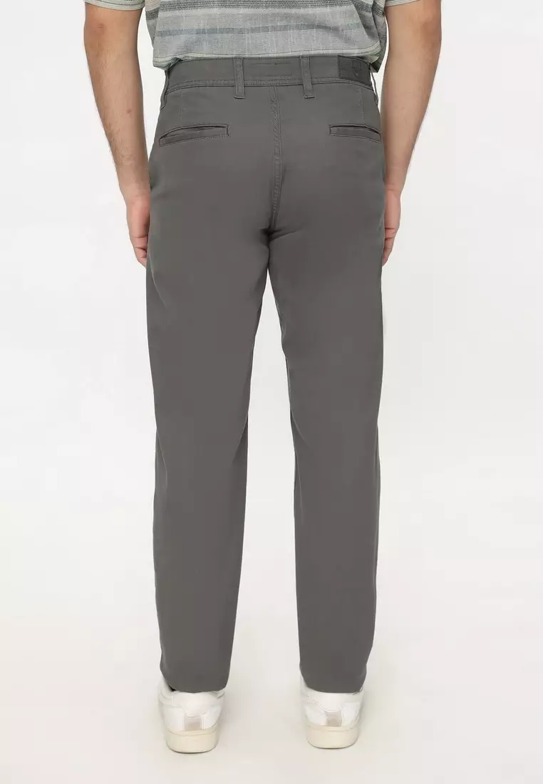 POLICE Celana Chino Panjang Seaweed Cotton Premium Stretch Regular Fit Pria