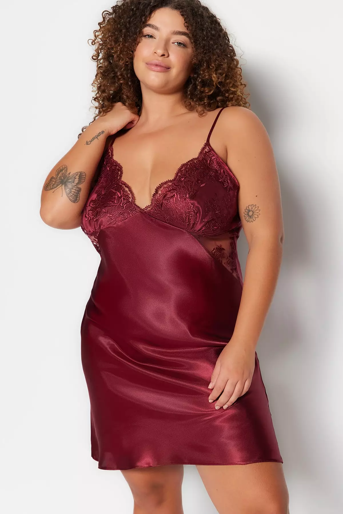Plus size shop red satin nightgown