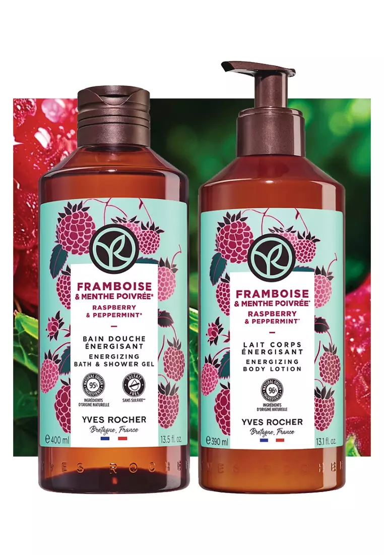 Buy Yves Rocher Raspberry Peppermint Shower Gel 400ml and Lotion ...