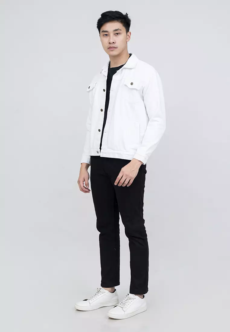 houseofcuff jaket jeans denim putih tebal pria unisex surving tsunami