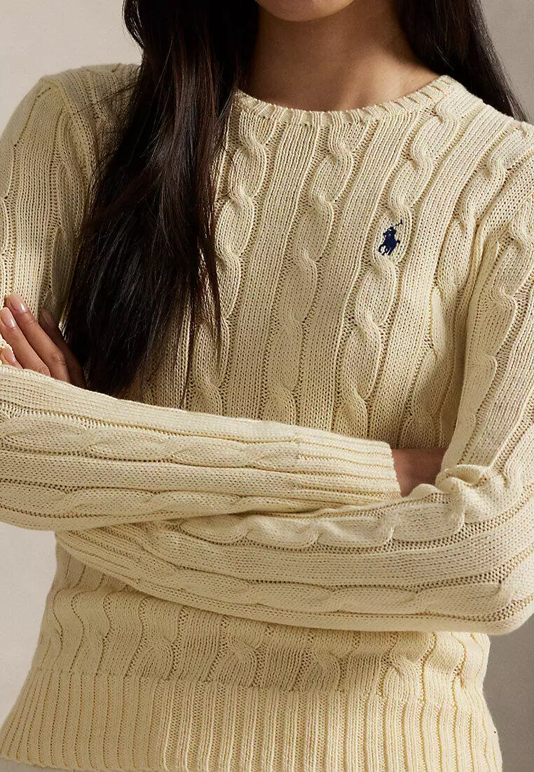 Cable-Knit Cotton Crewneck Sweater