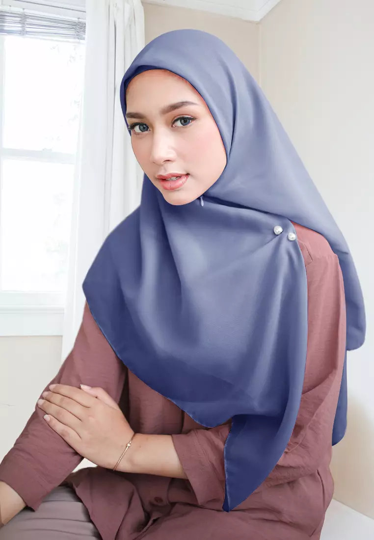 Cotton Bee - Shanara Instan | Hijab Segiempat Resleting - Sapphire Blue