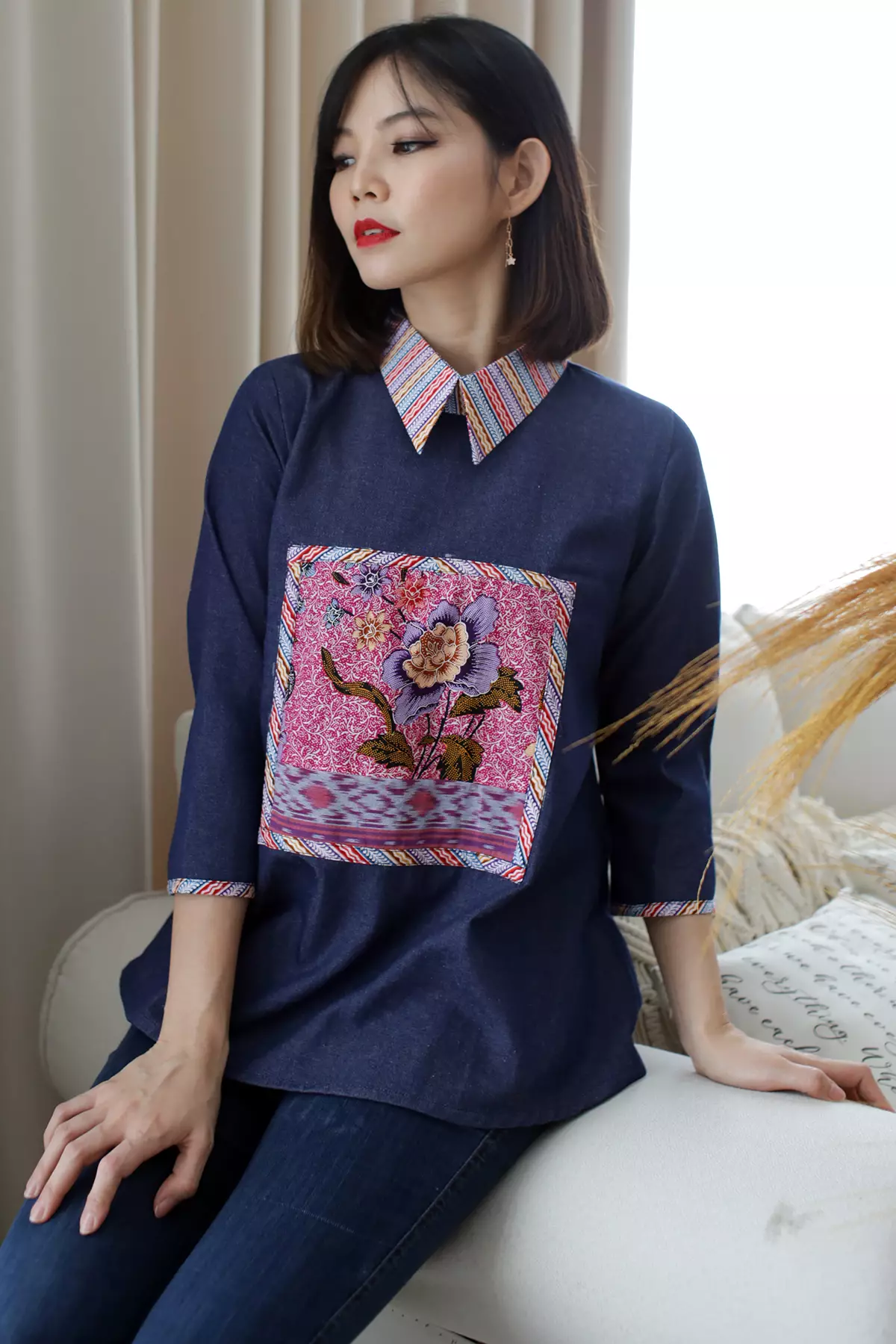 Ayuningrum Denim Jambon Blouse