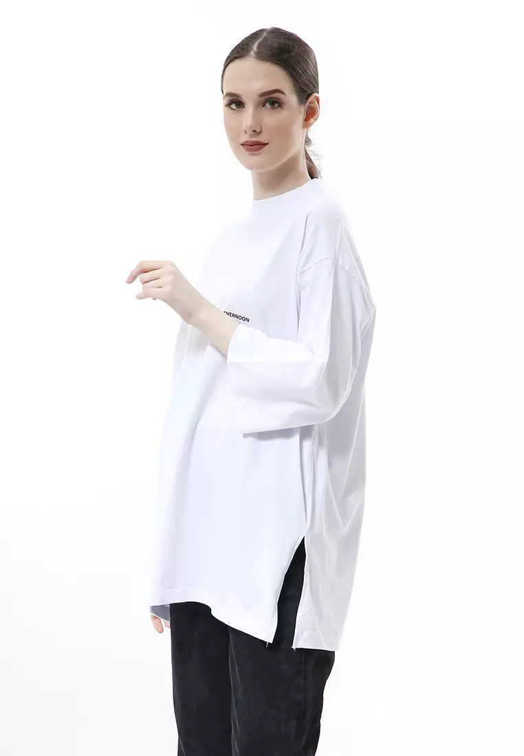 Wina Kaos Atasan Wanita Polos Basic Oversize - Putih