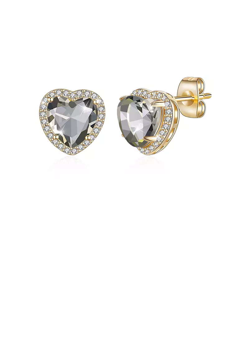 Buy Glamorousky Simple Plated Champagne Gold Heart Grey Austrian