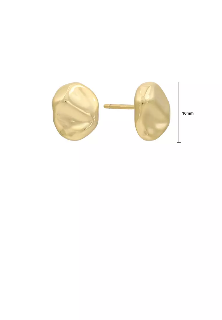 925 Sterling Silver Plated Gold Simple Personality Irregular Concave convex Geometric Stud Earrings