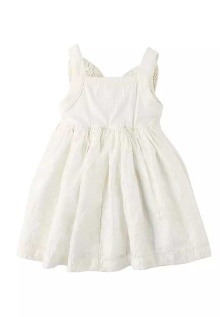 Baby Gabrielle Eyelet Dress with Crochet Butterfly Appliqué
