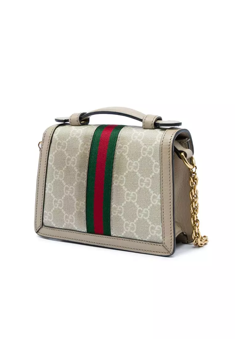 Pre-Loved Gucci Small Gg Supreme Web Ophidia Top Handle Bag