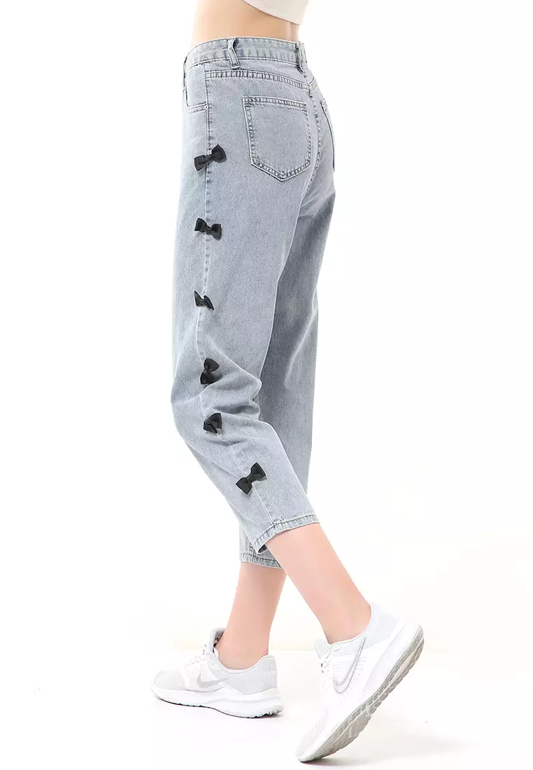 Stella Long Pants Boyfrend Jeans Wanita Model Pita Samping Material Denim ORIGINAL - Blue