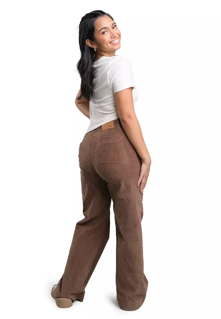 Corduroy Wide Leg Pants With Front Pockets