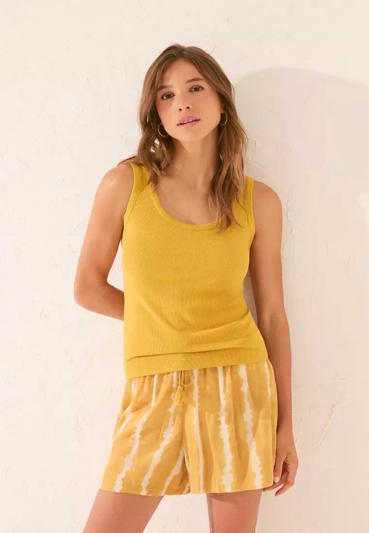 Gold Lurex Ribbed Vest Top