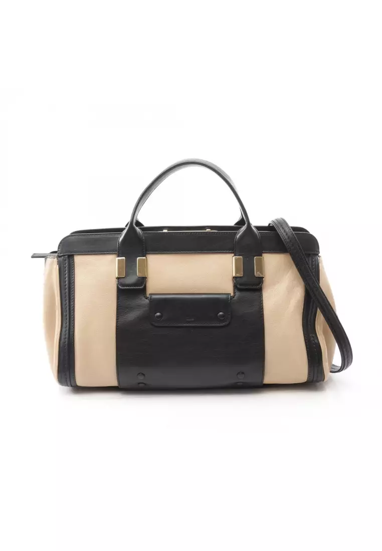 Pre-Loved Chloé ALICE Alice Handbag leather beige black 2WAY
