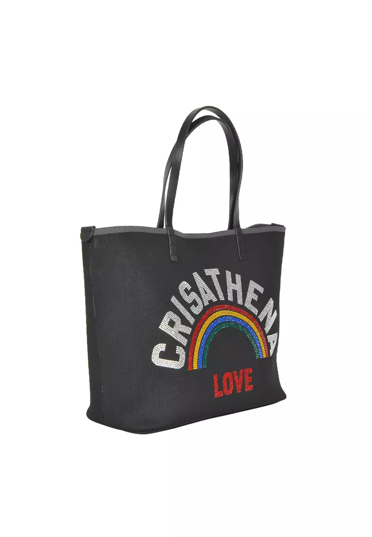 Glam Rainbow Middle Tote Bag in Black