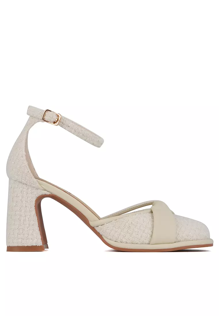 Discount on Twenty Eight Shoes  shoes - SKU: 7.5CM Folded Strap Tweed Mary Jane Shoes XJ2568-10