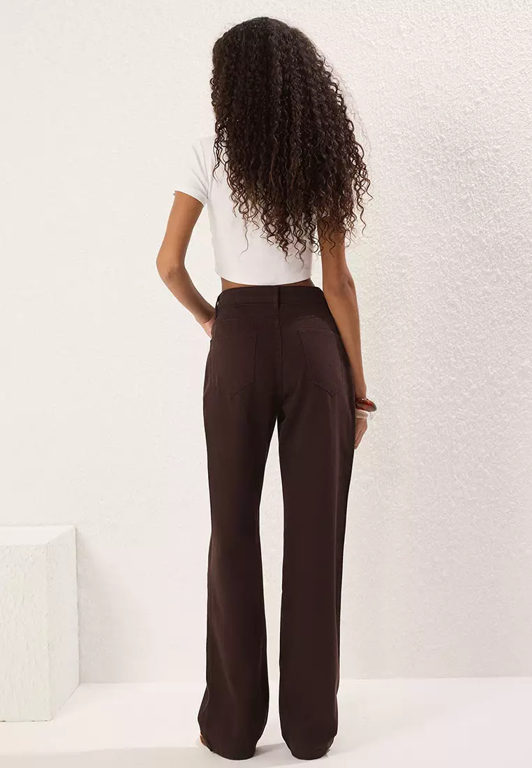 Brown High Waist Wide Leg Jeans Twoss22Je0242