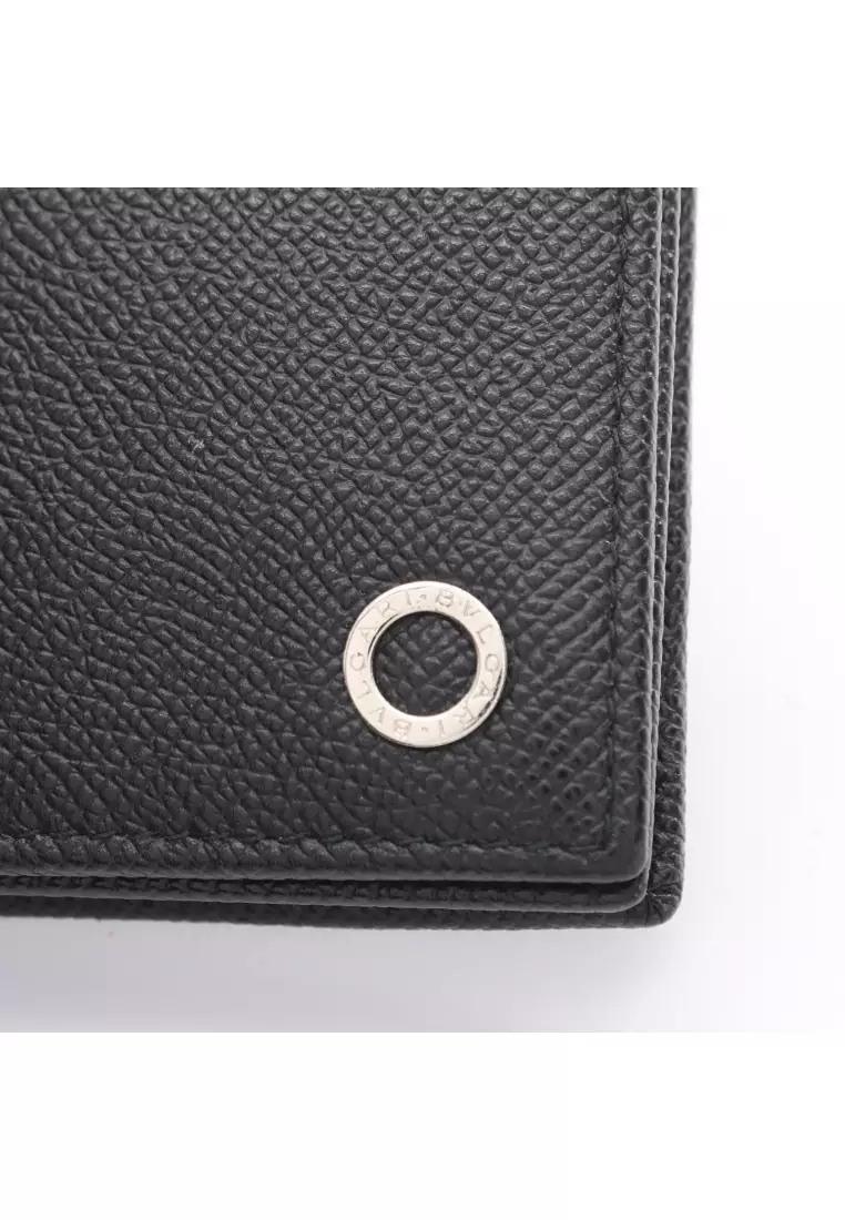 Pre-Loved Bvlgari bulgari bulgari man Bi-fold Long Wallet leather black